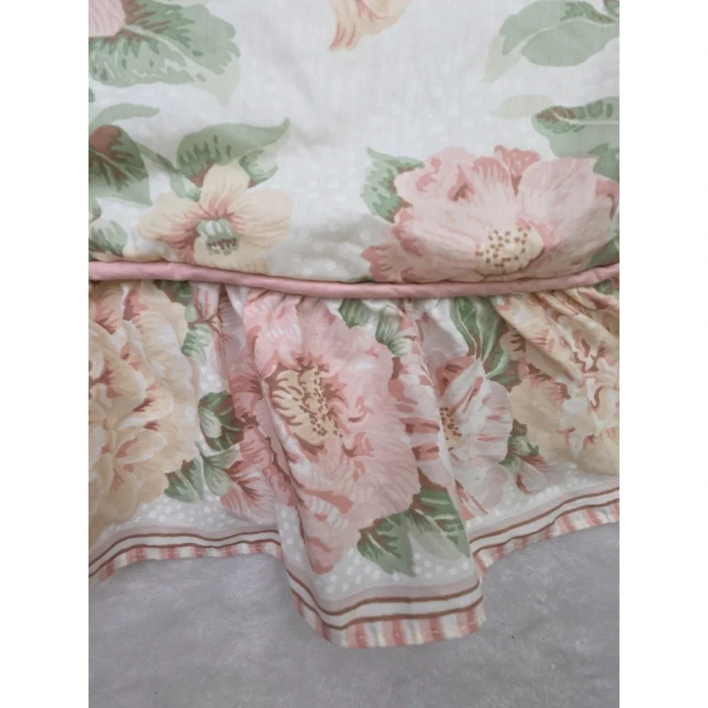 Vintage 80 90s Cottagecore‎ Grandmillennial Floral Pillow Shams Ruffle Quilted